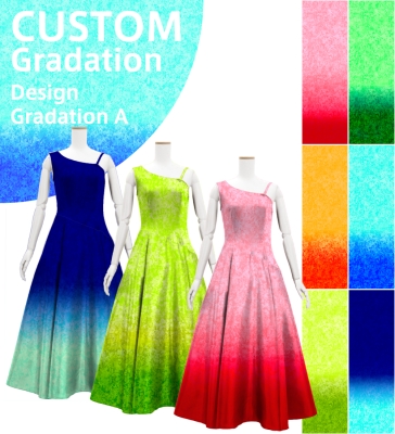 [Gradation] Custom One Shoulder Long Dress with Velvet×Shantung / Design-Gradation / JC47-gradation-D