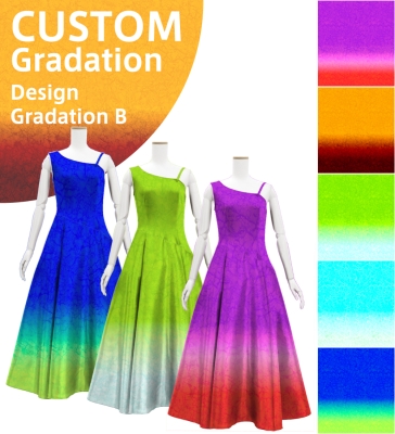 [Gradation] Custom One Shoulder Long Dress with Velvet×Shantung / Design-Gradation / JC47-gradation-D