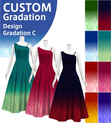 [Gradation] Custom One Shoulder Long Dress with Velvet×Shantung / Design-Gradation / JC47-gradation-D