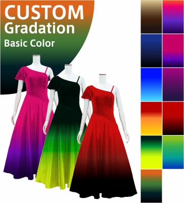 [Gradation] Custom One Shoulder Frilled Long Dress with Velvet × Shantung / Basic Gradation / JC48-gradation-B
