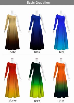 [Gradation]Custom One Shoulder Long sleeve Dress with Velvet/ Basic Gradation / JC51-gradation-B