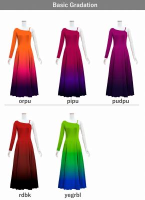 [Gradation]Custom One Shoulder Long sleeve Dress with Velvet/ Basic Gradation / JC51-gradation-B