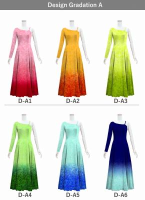 [Gradation]Custom One Shoulder Long sleeve Dress with Velvet/ Design-Gradation / JC51-gradation-D
