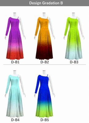 [Gradation]Custom One Shoulder Long sleeve Dress with Velvet/ Design-Gradation / JC51-gradation-D