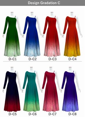 [Gradation]Custom One Shoulder Long sleeve Dress with Velvet/ Design-Gradation / JC51-gradation-D