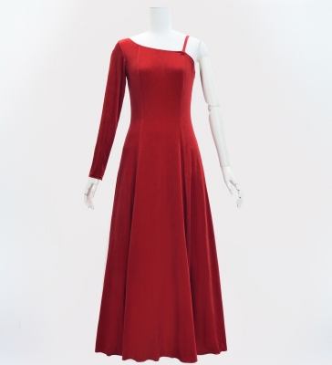 Custom One Shoulder Long sleeve Dress with Velvet / JC51-solid