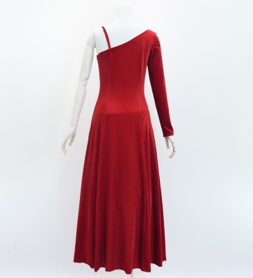 Custom One Shoulder Long sleeve Dress with Velvet / JC51-solid