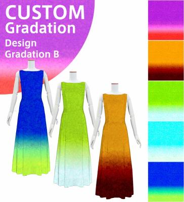 [Gradation]Custom Long Slit Dress with Velvet/ Design-Gradation / JC56-gradation-D