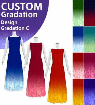 [Gradation]Custom Long Slit Dress with Velvet/ Design-Gradation / JC56-gradation-D