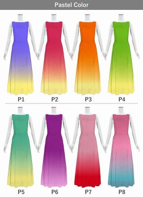 [Gradation]Custom Long Slit Dress with Velvet/ Pastel Color Gradation / JC56-gradation-P