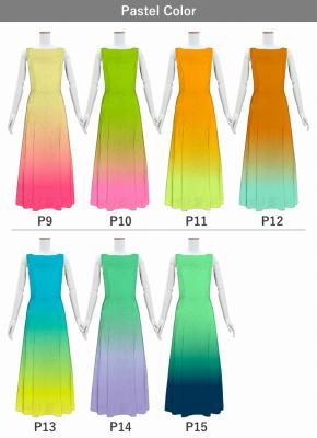 [Gradation]Custom Long Slit Dress with Velvet/ Pastel Color Gradation / JC56-gradation-P