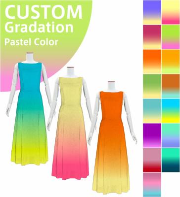 [Gradation]Custom Long Slit Dress with Velvet/ Pastel Color Gradation / JC56-gradation-P