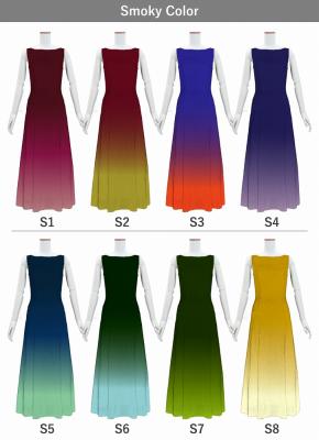 [Gradation]Custom Long Slit Dress with Velvet/ Smoky Color Gradation / JC56-gradation-S