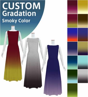 [Gradation]Custom Long Slit Dress with Velvet/ Smoky Color Gradation / JC56-gradation-S