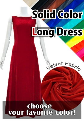 Custom Boat Neck Long Velvet Dress / JC56-solid