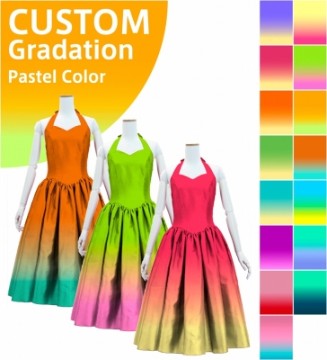 [Gradation]Custom Midi Halterneck Dress with Shantung / Pastel Color Gradation / JC57-gradation-P