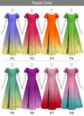 [Gradation]Custom Double Flare Sleeves Long Dress/ Pastel Color Gradation / JC59-gradation-P