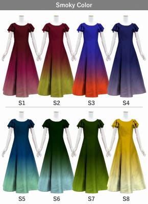 [Gradation]Custom Double Flare Sleeves Long Dress/ Smoky Color Gradation / JC59-gradation-S