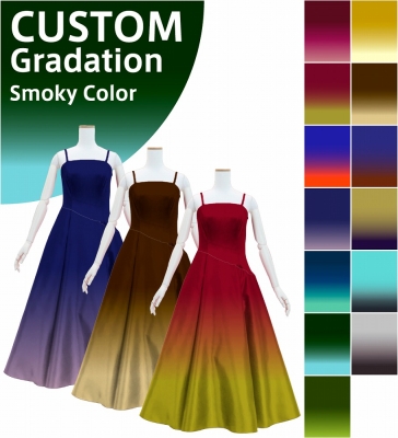 [Gradation] Custom Long Dress with Velvet × Shantung / Smoky Color-Gradation / JC76-gradation-S