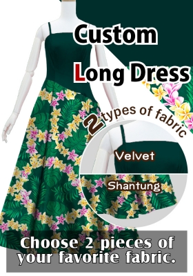 Custom Long Velvet & Shantung Dress  / JC76-mix