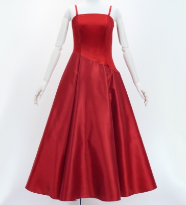 Custom Long Velvet & Shantung Dress  / JC76-mix