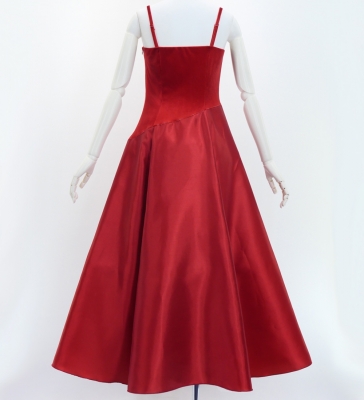 Custom Long Velvet & Shantung Dress  / JC76-mix