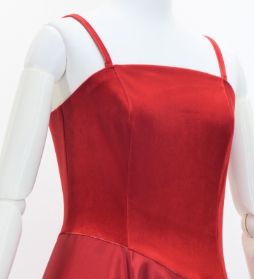 Custom Long Velvet & Shantung Dress  / JC76-mix