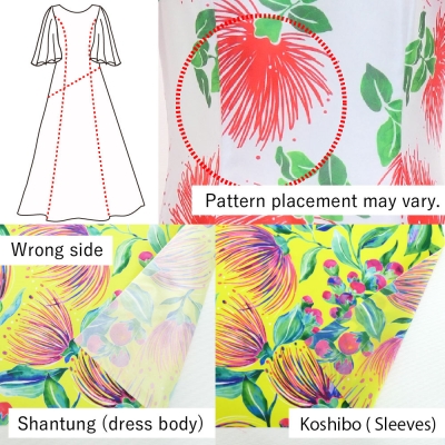Kids Custom Half Sleeve Long Dress with Koshibo & Shantung / JCp86-mix