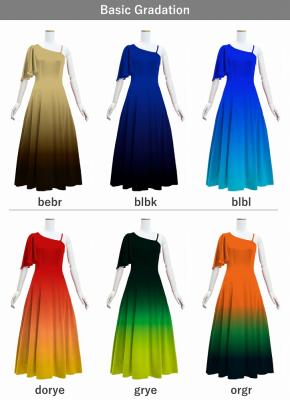 [Gradation]Custom One Shoulder Flare sleeve Long Dress/ Basic Gradation / JC90-gradation-B