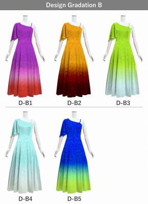 [Gradation]Custom One Shoulder Flare sleeve Long Dress/ Design-Gradation / JC90-gradation-D