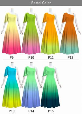 [Gradation]Custom One Shoulder Flare sleeve Long Dress/ Pastel Color Gradation / JC90-gradation-P