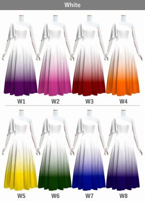 [Gradation]Custom One Shoulder Flare sleeve Long Dress/ White Color Gradation / JC90-gradation-W
