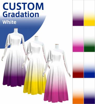 [Gradation]Custom One Shoulder Flare sleeve Long Dress/ White Color Gradation / JC90-gradation-W