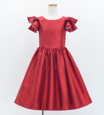 Kids Custom 3-tiered frilled sleeves Midi Dress / JCp92-solid