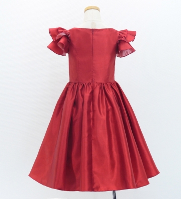 Kids Custom 3-tiered frilled sleeves Midi Dress / JCp92-solid