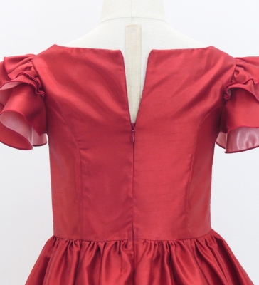 Kids Custom 3-tiered frilled sleeves Midi Dress / JCp92-solid