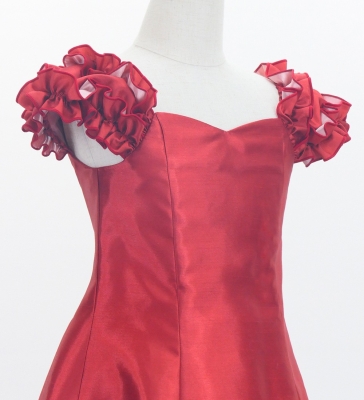 Kids Custom Long Dress With 2gather Frill Puff Sleeves / JCp108-pattern