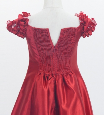 Kids Custom Long Dress With 2gather Frill Puff Sleeves / JCp108-pattern