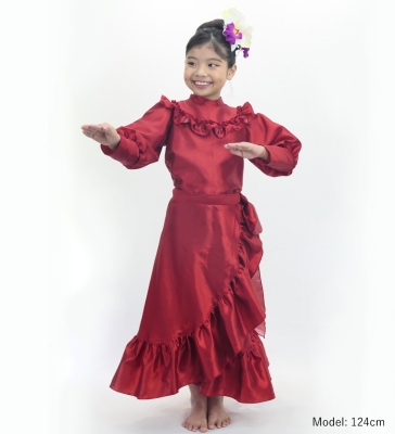 Kids Custom Yoke Frill Blouse with Shantung / JCp111-solid