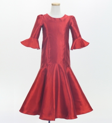 Kids Custom Frilled Sleeve Long Dress / JCp113-solid