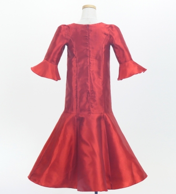 Kids Custom Frilled Sleeve Long Dress / JCp113-solid