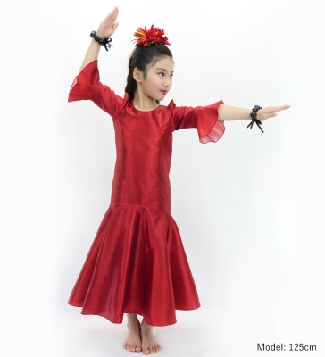 Kids Custom Frilled Sleeve Long Dress / JCp113-solid