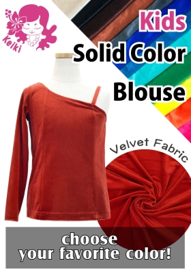 Kids Custom One Shoulder Long Sleeve Blouse with Velvet / JC146-solid