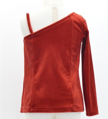 Kids Custom One Shoulder Long Sleeve Blouse with Velvet / JC146-solid
