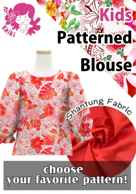 Kids Custom Three-quarter Sleeves Blouse with Shantung / JC148-pattern