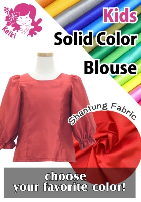 Kids Custom Three-quarter Sleeves Blouse with Shantung / JC148-solid