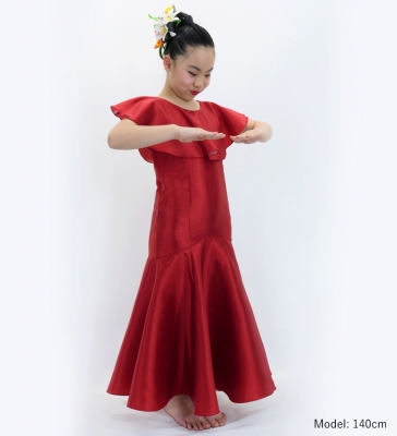 Kids Custom ruffled collar Long Dress / JCp28-pattern
