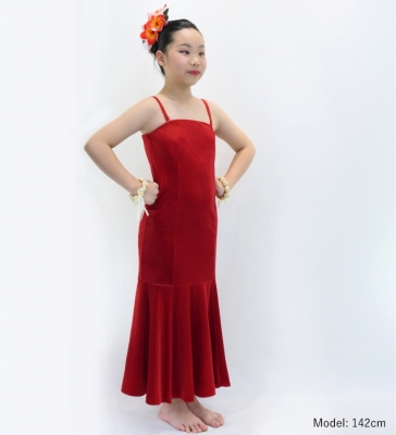 Kids Custom Long Velvet Dress / JCp42-solid
