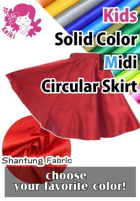 Kids Custom Midi Shantung Circular Skirt / JCp67-solid