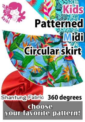 Kids Custom Midi Shantung Circular Skirt (360 degrees)/ JCp68-pattern